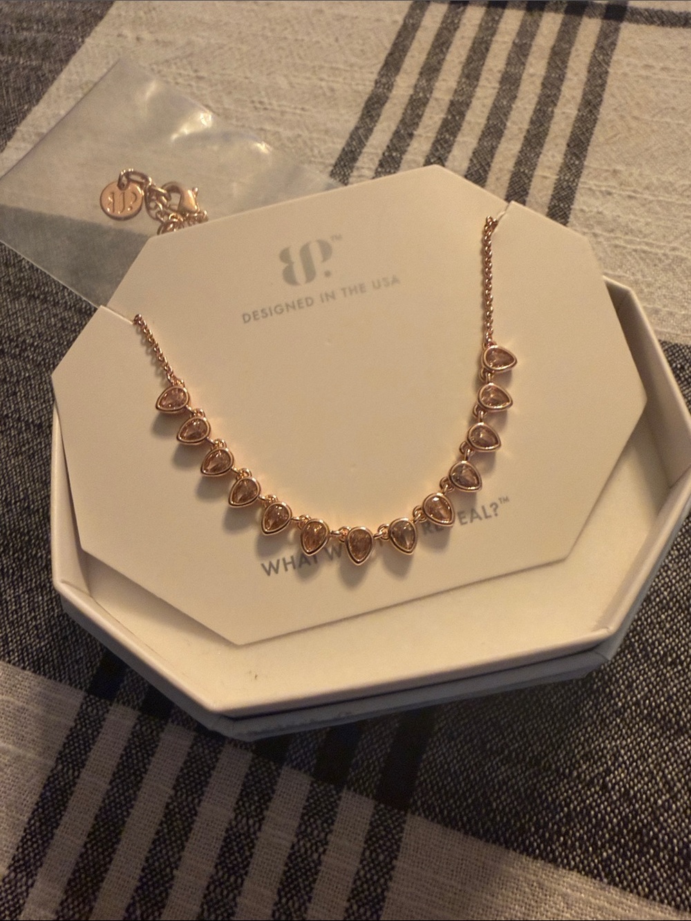 Bomb Party OG Originals Necklace - Rose Quartz Cubic Zirconia - Rose Gold